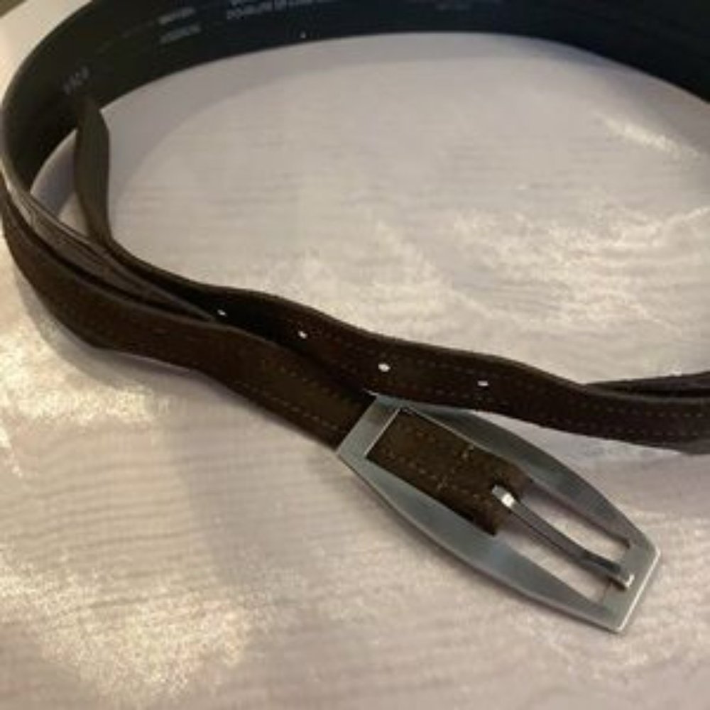 Made in🇨🇦Buffalo 💯% Crocodile Embossed Leather/Suede Belt - Picture 9 of 13